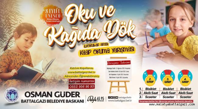 BATTALGAZİ BELEDİYESİ'NDEN ÖDÜLLÜ KİTAP OKUMA YARIŞMASI